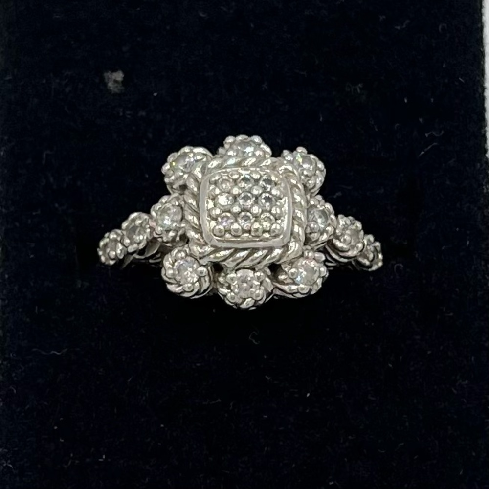 JUDITH RIPKA - Sterling Silver CZ Flower Cluster Ring sz 10